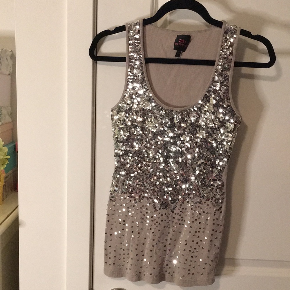 2b Bebe | Tan Sequins Tank Top
